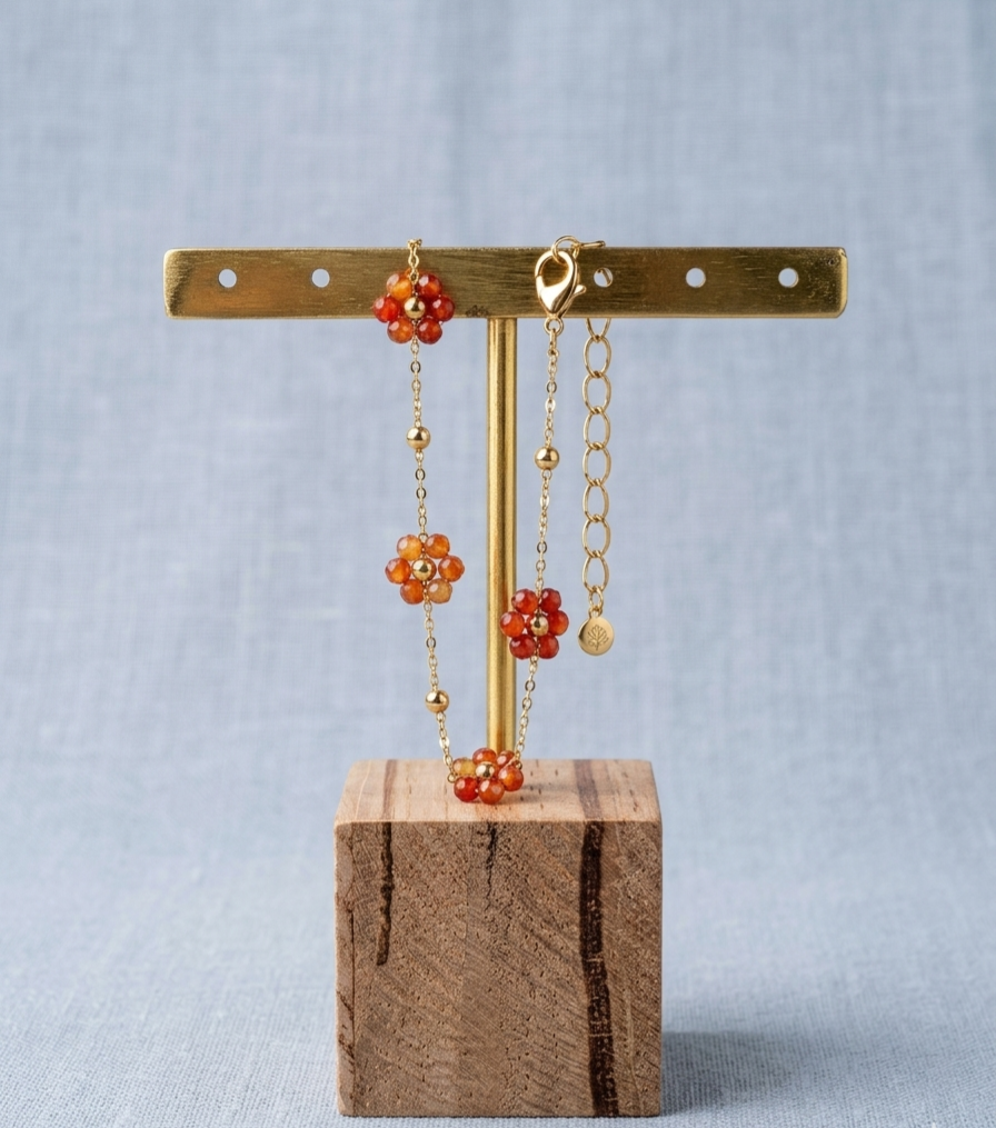 Bracelet chaîne en acier inoxydable & pierres naturelles